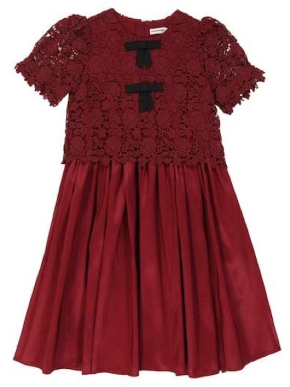 ❤️ Self-Portrait Guipure Lace Silk Dress | Burgundy | Girls 3–4Y ❤️